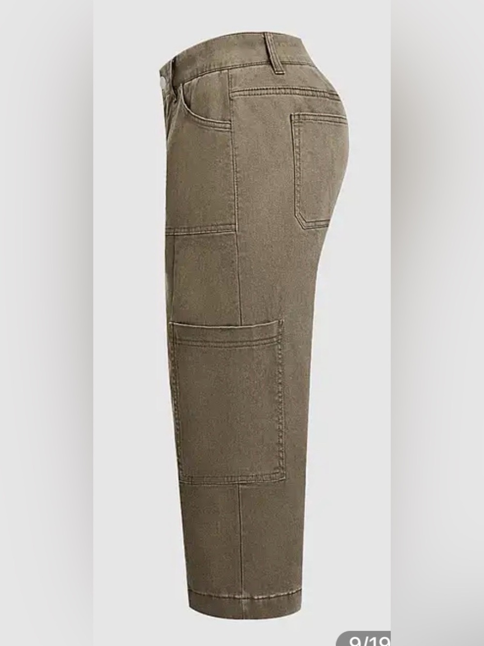 Flamingals Patch Pocket Seam Front Mid Rise Barrel Leg Capri Pants - Picture 5 of 14